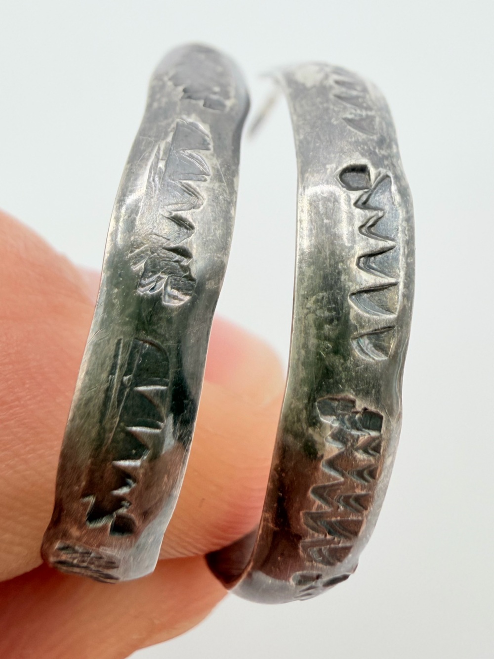 Sterling Silver Tribal Style Hoop Earrings – Handcrafted Look